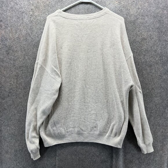 Eddie Bauer Sweater Mens Medium Beige Waffle Knit Crewneck 100% Cotton USA - Picture 2 of 12